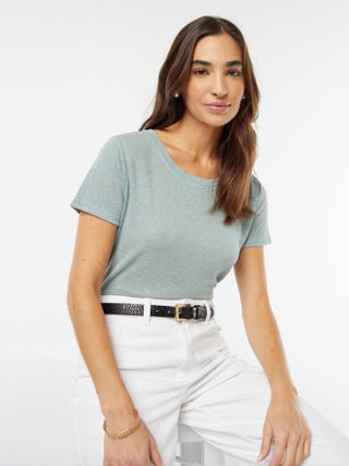 Camiseta de mezcla de lino