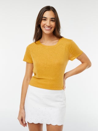 Camiseta de mezcla de lino