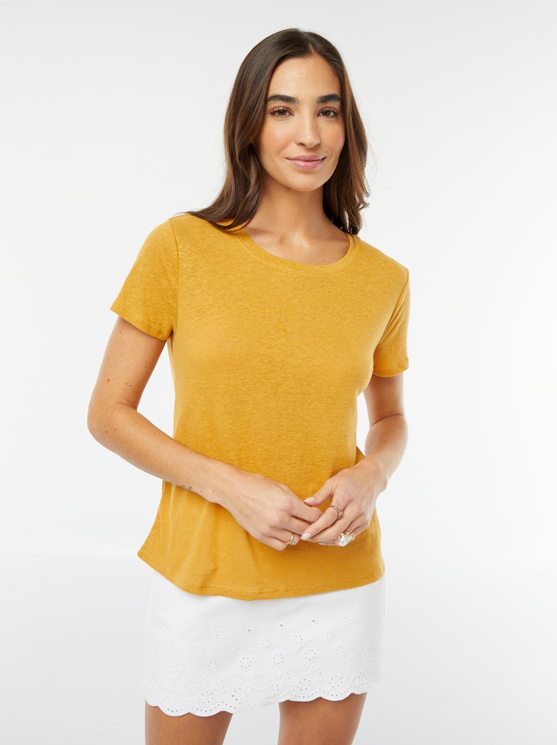 Camiseta de mezcla de lino BEIGE - Kiabi