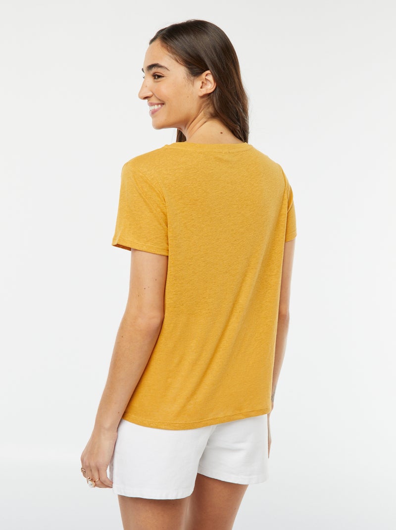Camiseta de mezcla de lino BEIGE - Kiabi