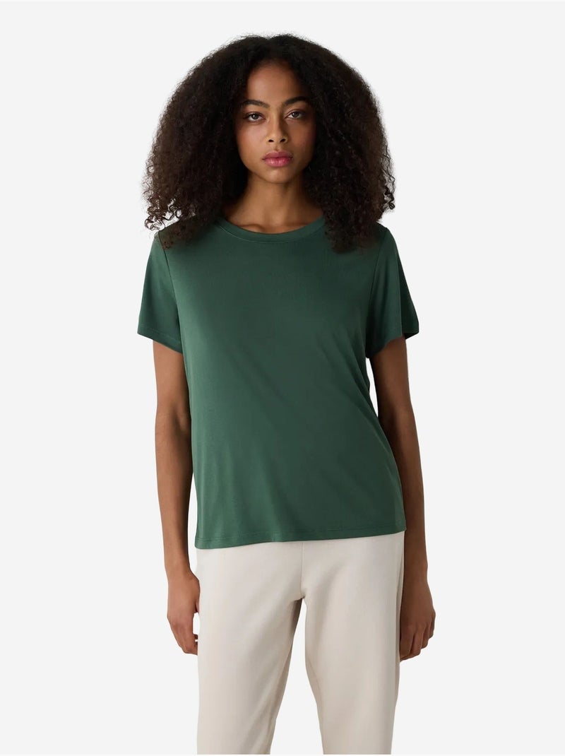 Camiseta de modal regular fit con cuello redondo penti Caqui - Kiabi