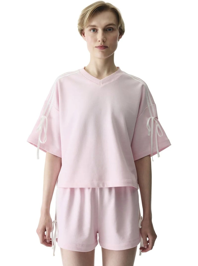 Camiseta de mujer con detalle de lazo penti Rosa almendra - Kiabi