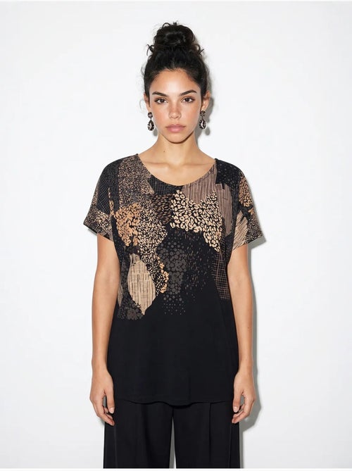 Camiseta de mujer con estampado abstracto y cuello en v lucci - Kiabi
