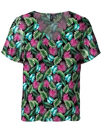 Camiseta Vero Moda de cuello pico con estampado para mujer,