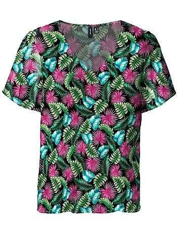 Camiseta Vero Moda de cuello pico con estampado para mujer,