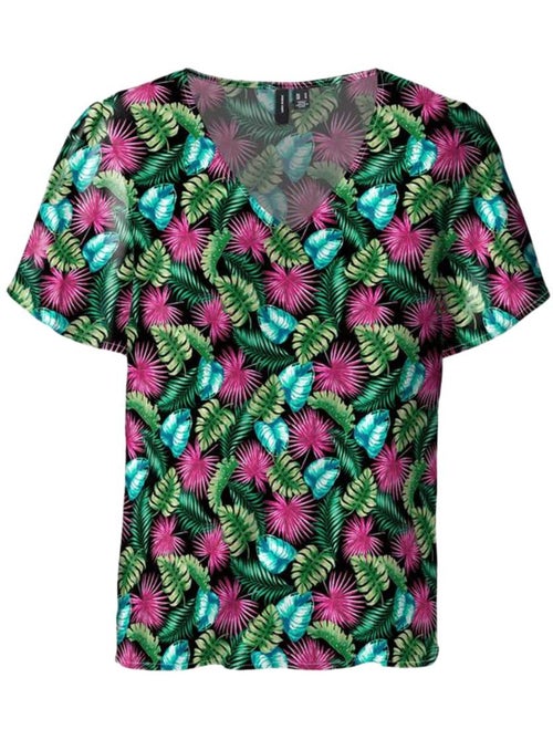 Camiseta de Mujer con Estampado Cuello V Vero Moda - Kiabi Camiseta de Mujer con Estampado Cuello V Vero Moda - Kiabi