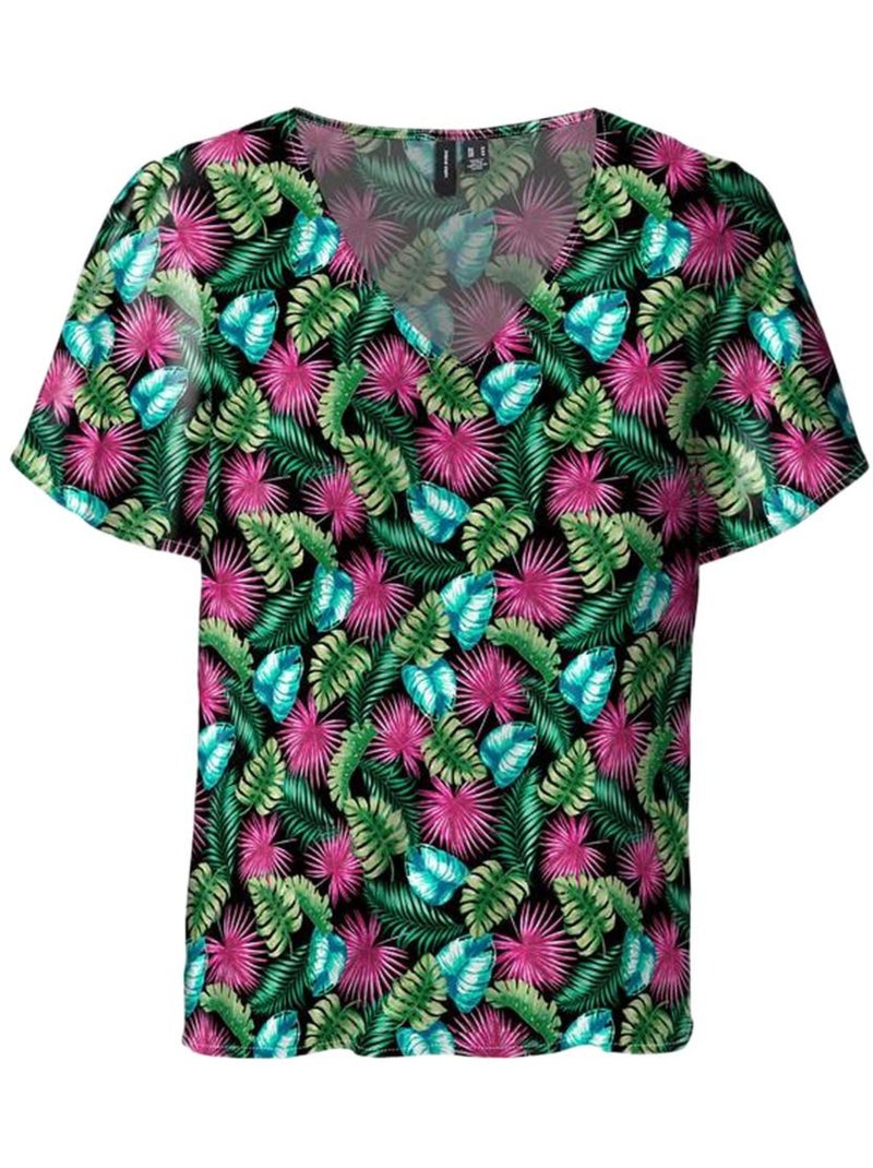 Camiseta de Mujer con Estampado Cuello V Vero Moda Multicolor - Kiabi