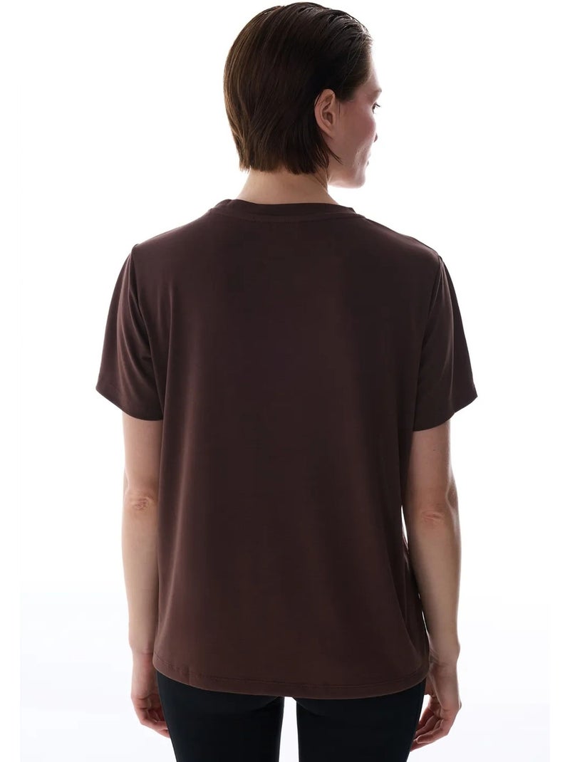 Camiseta de mujer cuello redondo penti Marrón chocolate - Kiabi