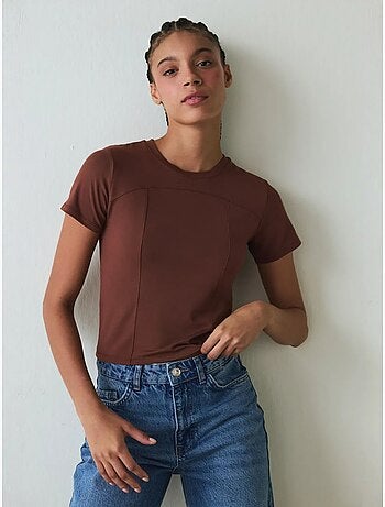 Camiseta de mujer cuello redondo slim fit de modal penti