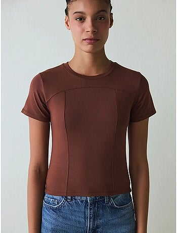 Camiseta de mujer cuello redondo slim fit de modal penti
