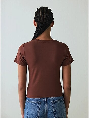 Camiseta de mujer cuello redondo slim fit de modal penti