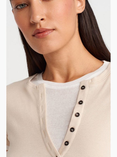 Camiseta de mujer de algodón con cuello en v y botones dilvin - Kiabi