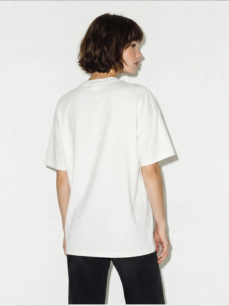 Camiseta de mujer de algodón y elastano lucci Blanco - Kiabi