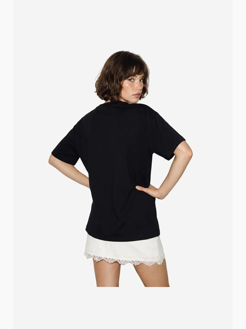 Camiseta de mujer de algodón y elastano lucci Negro - Kiabi