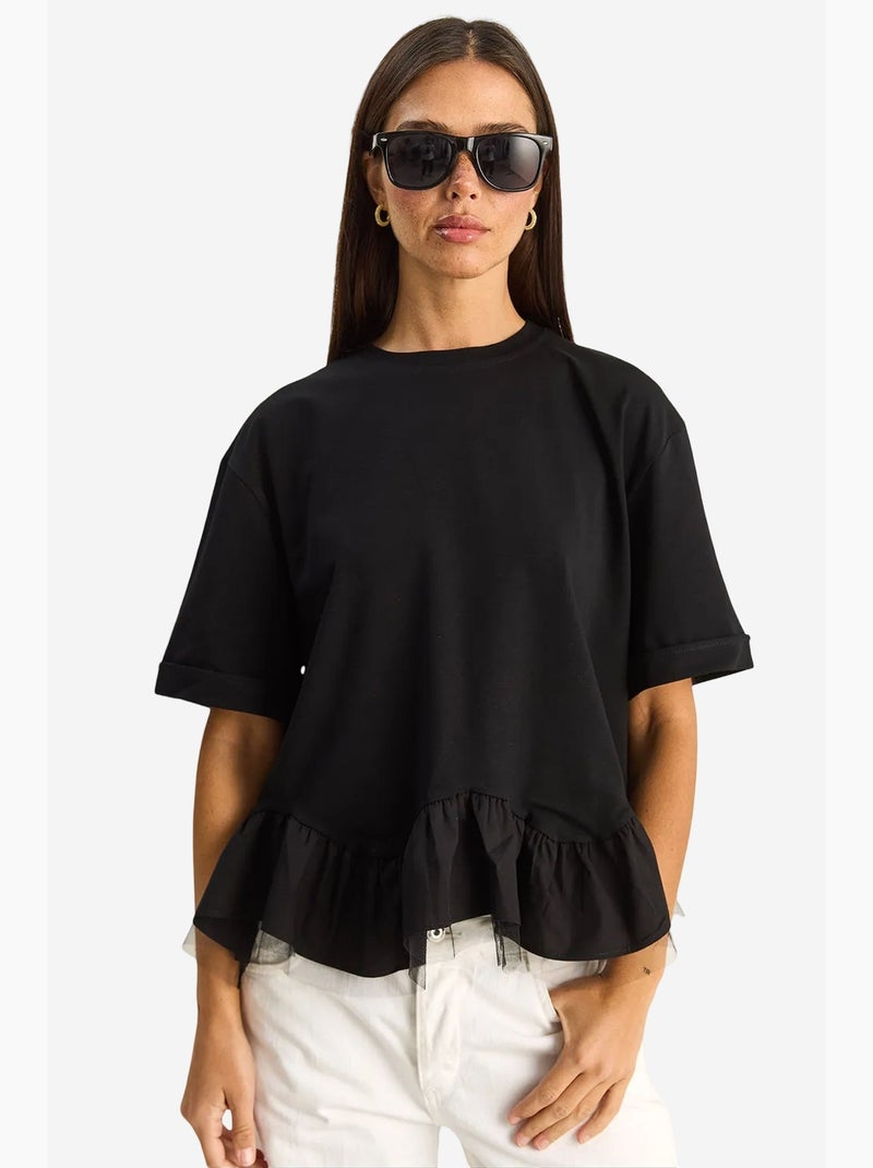 Camiseta de mujer de algodón y elastano lucci Negro - Kiabi