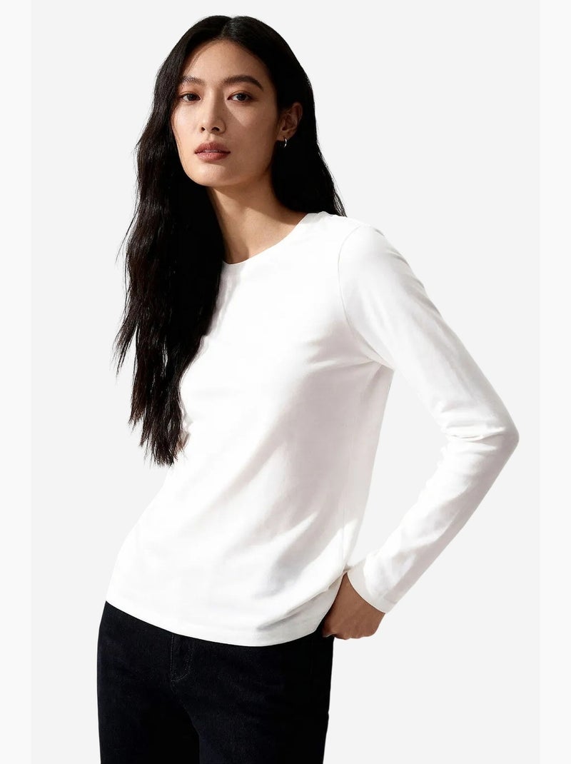 Camiseta de mujer de algodón y elastano tommy Blanco - Kiabi