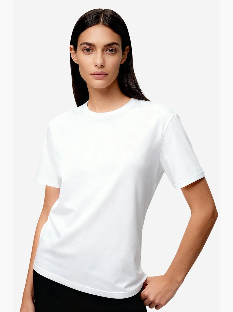 Camiseta de mujer de algodón y elastano tommy Blanco - Kiabi
