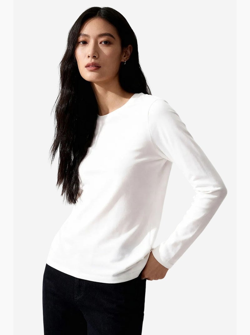 Camiseta de mujer de algodón y elastano tommy Blanco - Kiabi