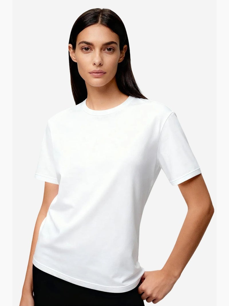 Camiseta de mujer de algodón y elastano tommy Blanco - Kiabi