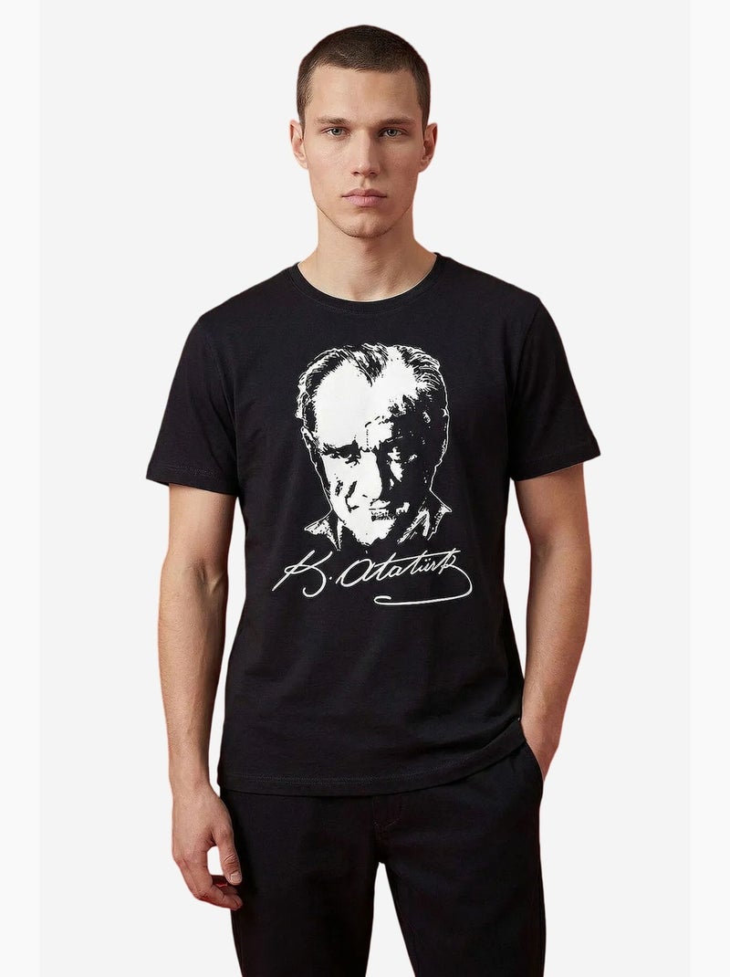 Camiseta de mujer de algodón y elastano tommy Negro - Kiabi