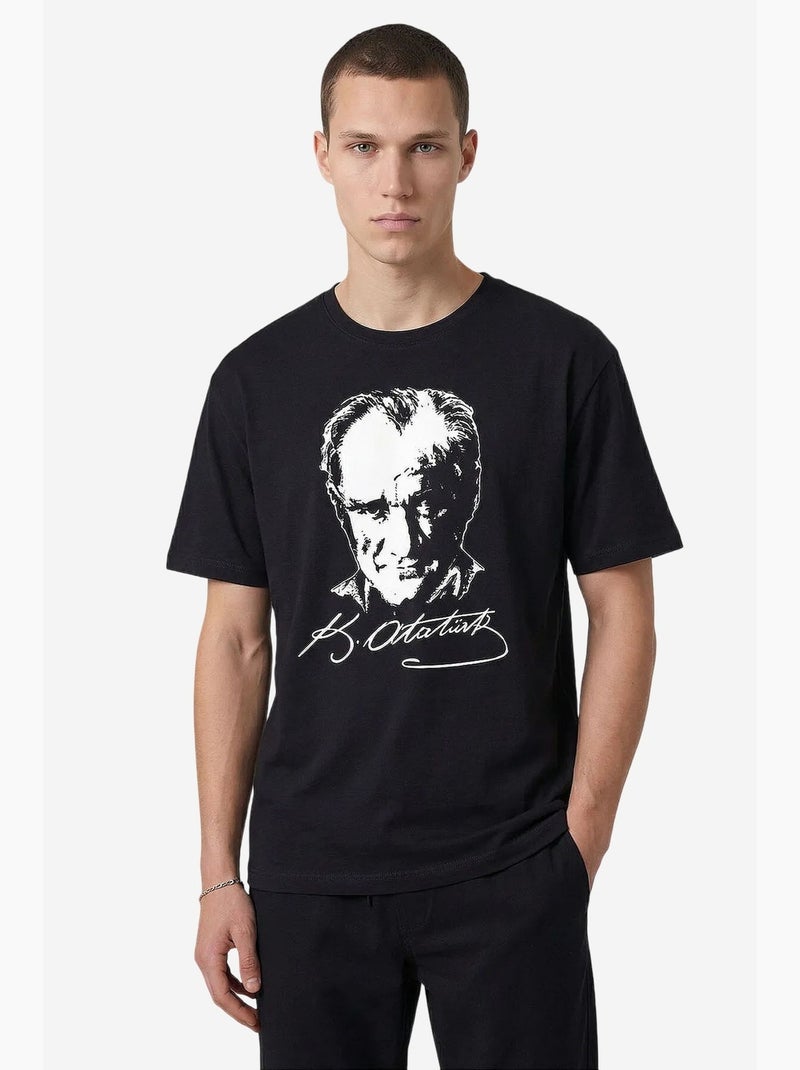 Camiseta de mujer de algodón y elastano tommy Negro - Kiabi