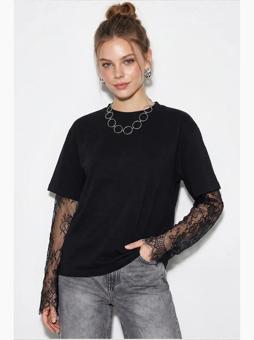 Camiseta de mujer de algodón y poliéster lucci - Kiabi Camiseta de mujer de algodón y poliéster lucci - Kiabi