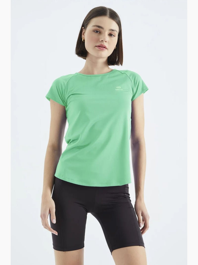 Camiseta de mujer de manga corta con cuello redondo tommy Verde menta - Kiabi
