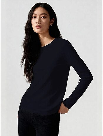 Camiseta de mujer de manga larga con cuello redondo tommy