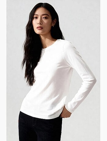 Camiseta de mujer de manga larga con cuello redondo tommy