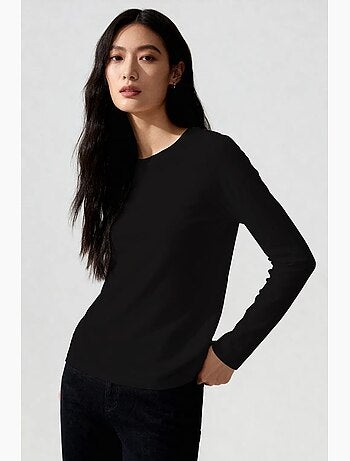 Camiseta de mujer de manga larga con cuello redondo tommy