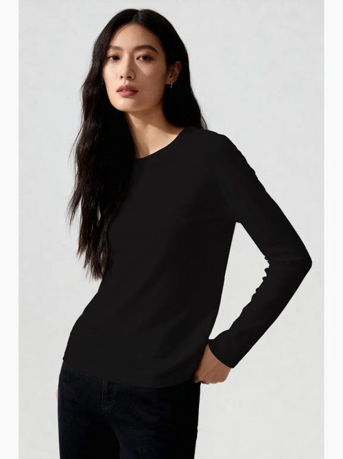 Camiseta de mujer de manga larga con cuello redondo tommy - Kiabi