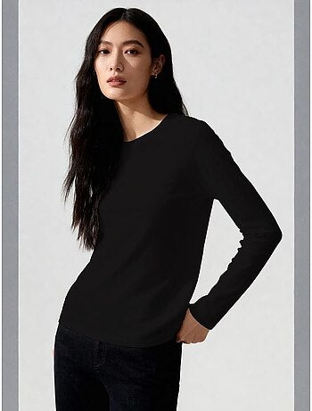 Camiseta de mujer de manga larga con cuello redondo tommy