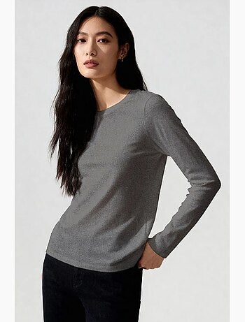 Camiseta de mujer de manga larga con cuello redondo tommy