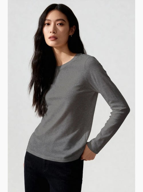 Camiseta de mujer de manga larga con cuello redondo tommy - Kiabi