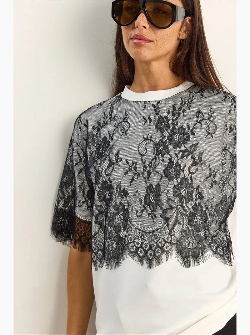 Camiseta de mujer de mezcla de viscosa lucci Blanco - Kiabi