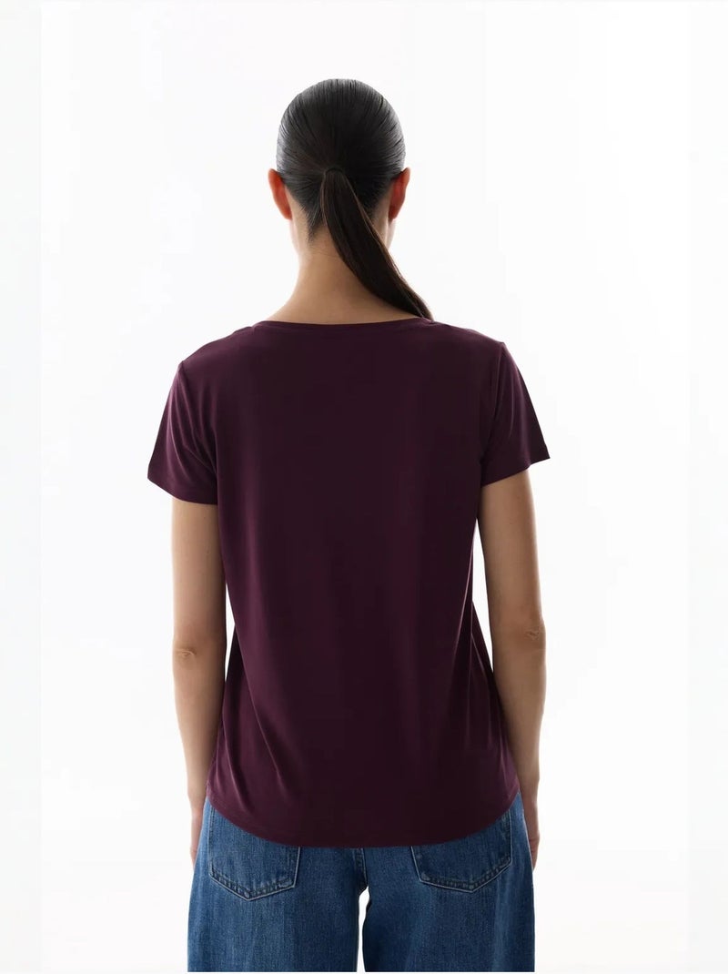 Camiseta de mujer en modal penti Rojo burdeos - Kiabi