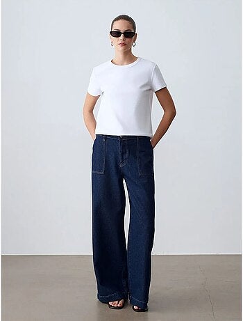 Camiseta de mujer lisa con cuello redondo dilvin