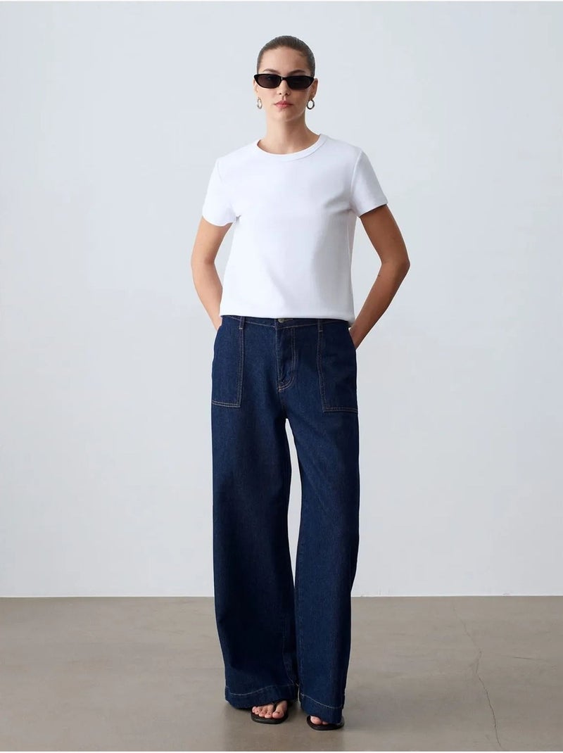 Camiseta de mujer lisa con cuello redondo dilvin Blanco - Kiabi