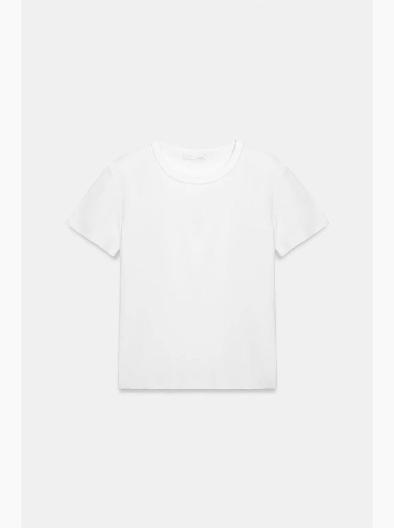 Camiseta de mujer lisa con cuello redondo dilvin Blanco - Kiabi