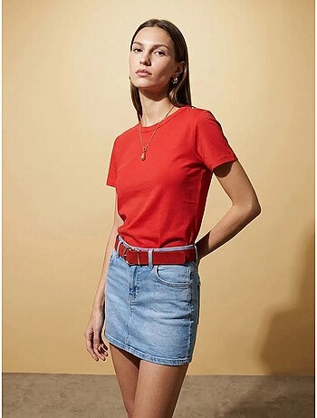 Camiseta de mujer lisa con cuello redondo dilvin