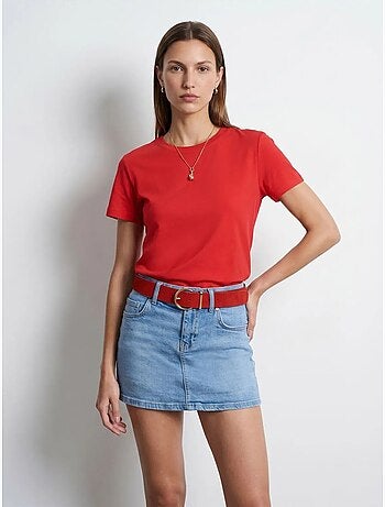Camiseta de mujer lisa con cuello redondo dilvin