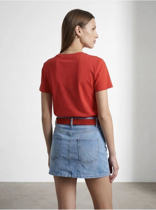 Camiseta de mujer lisa con cuello redondo dilvin - Kiabi