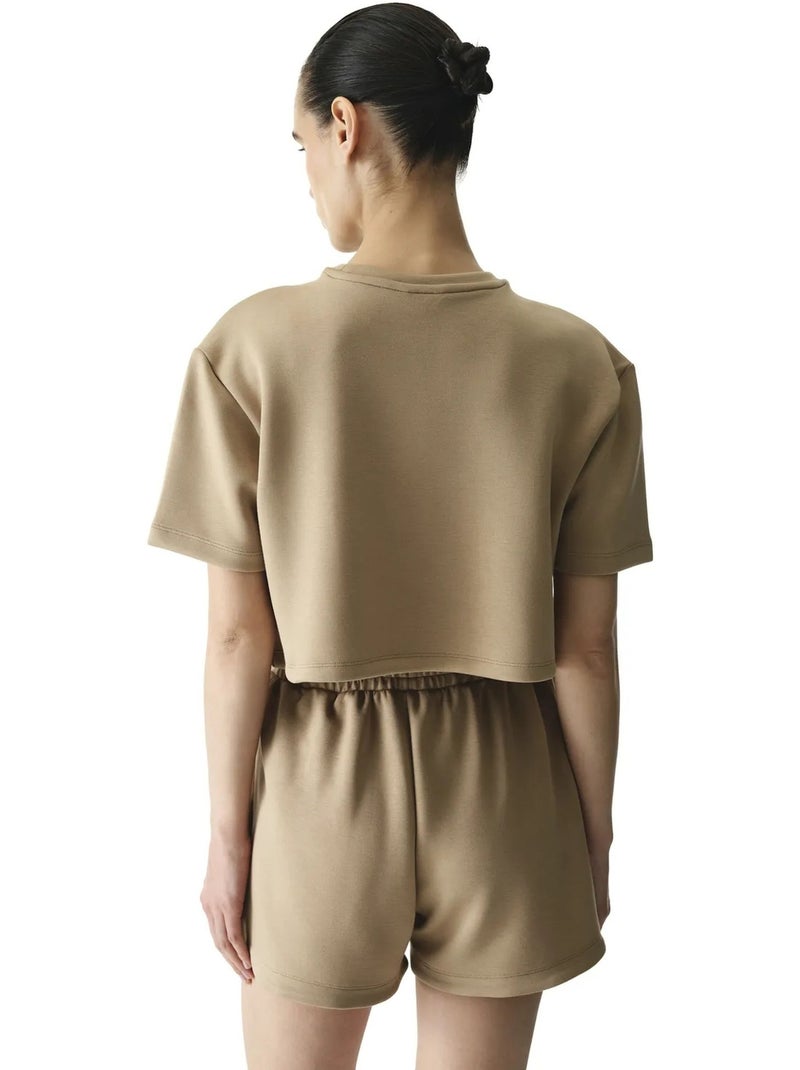Camiseta de mujer silky feel con pespuntes penti Camel - Kiabi