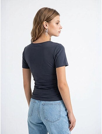 Camiseta de mujer slim fit con cuello barco mixray