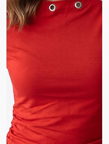 Camiseta de mujer slim fit con cuello barco mixray