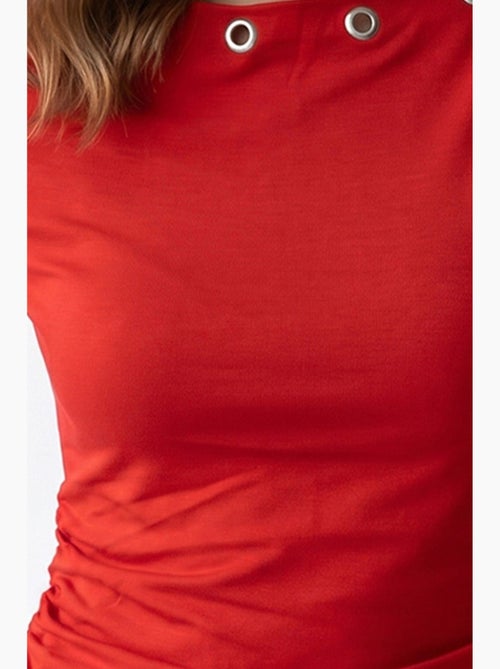 Camiseta de mujer slim fit con cuello barco mixray - Kiabi