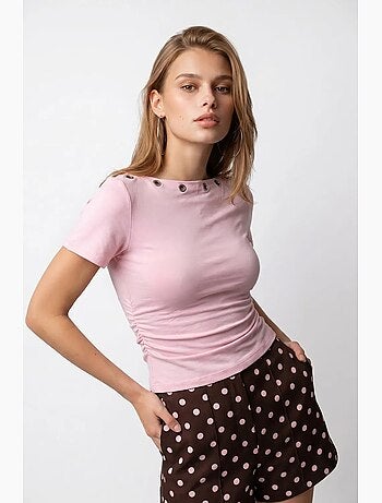 Camiseta de mujer slim fit con cuello barco mixray