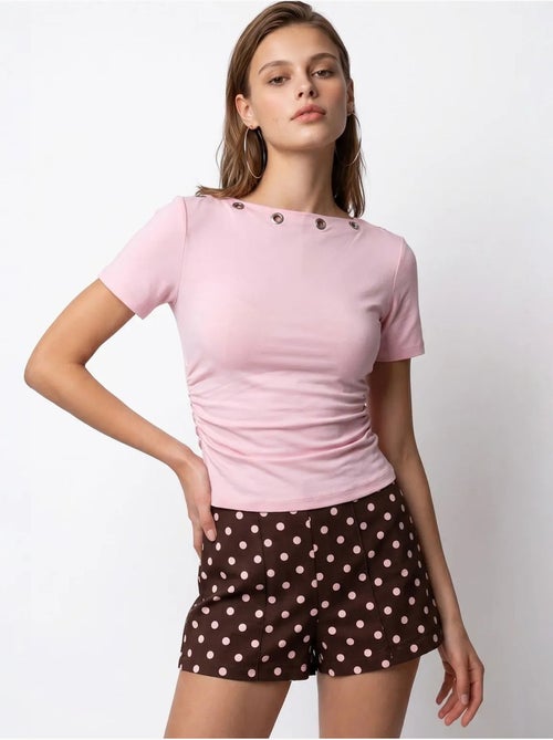 Camiseta de mujer slim fit con cuello barco mixray - Kiabi