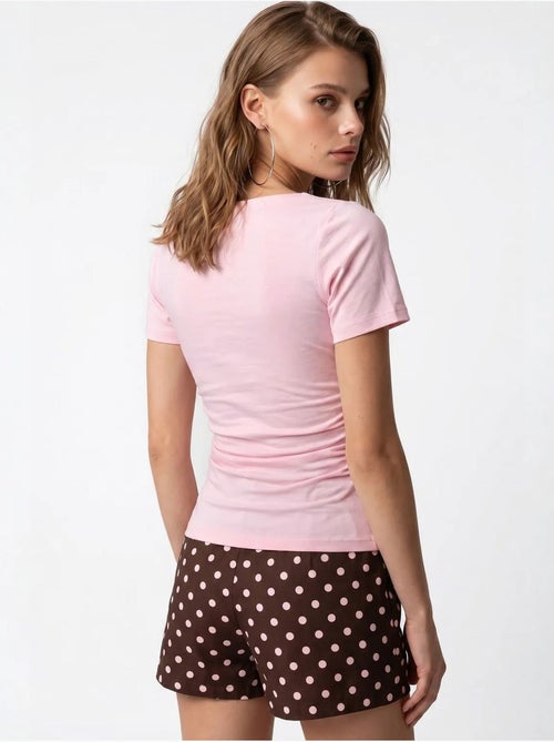Camiseta de mujer slim fit con cuello barco mixray - Kiabi