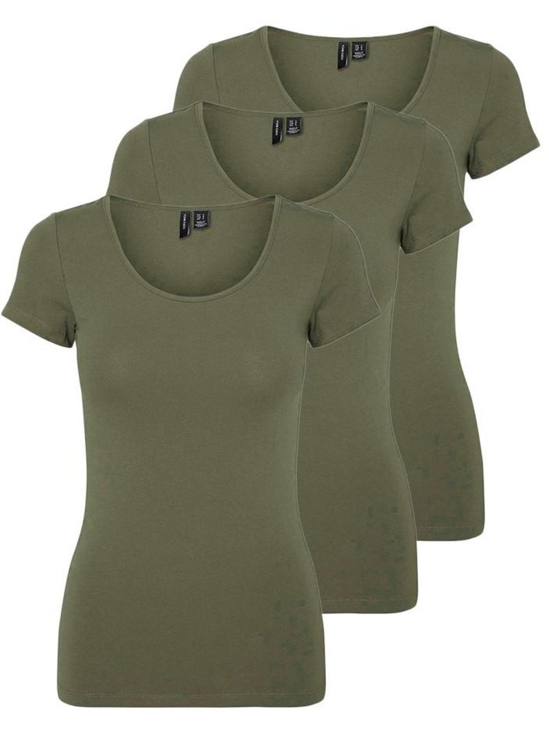 Camiseta de Mujer Vero Moda (Pack de 3) Verde caqui claro - Kiabi